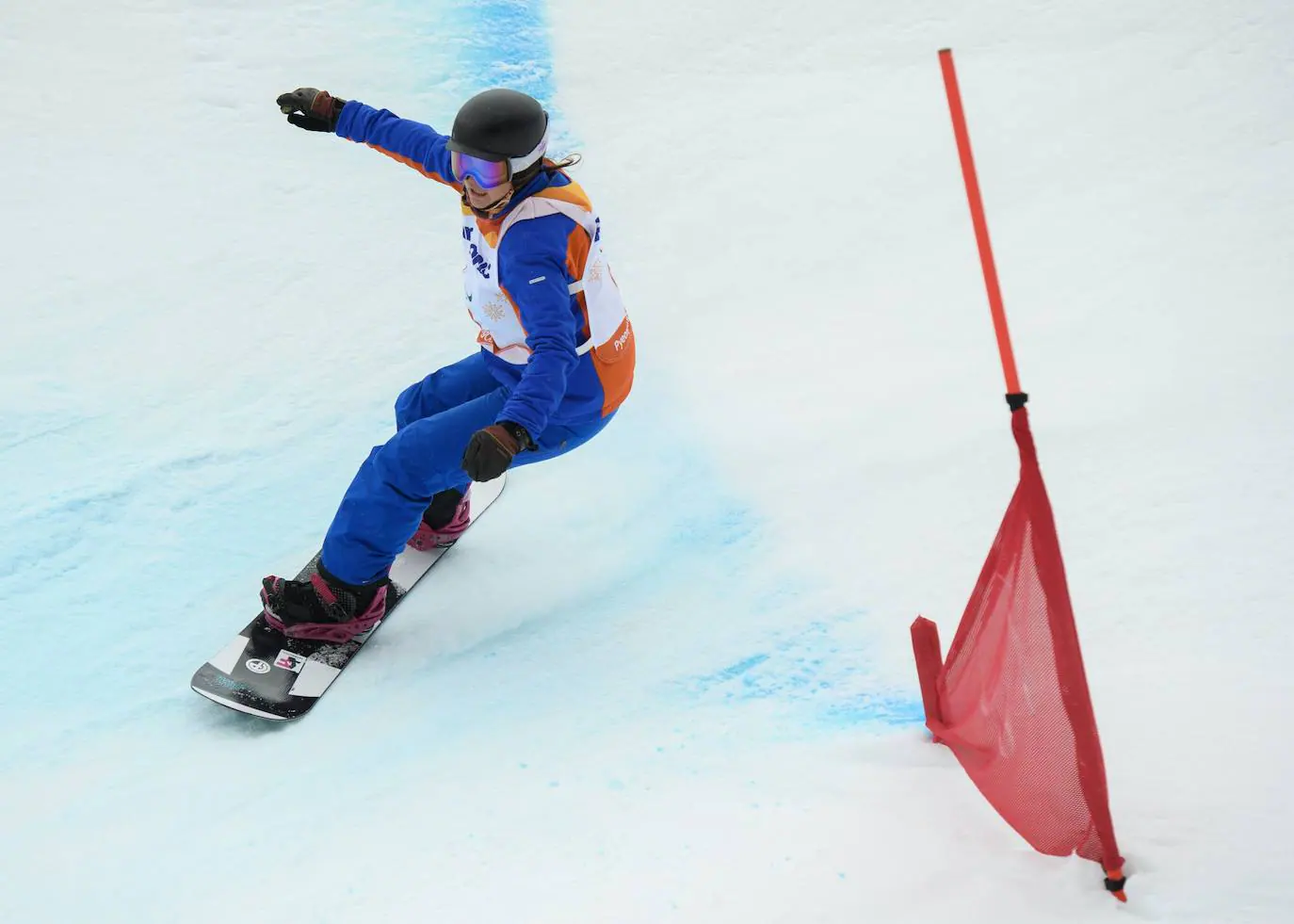 Astrid Fina en la competición que la hizo ganar la medalla de bromnce olímpica